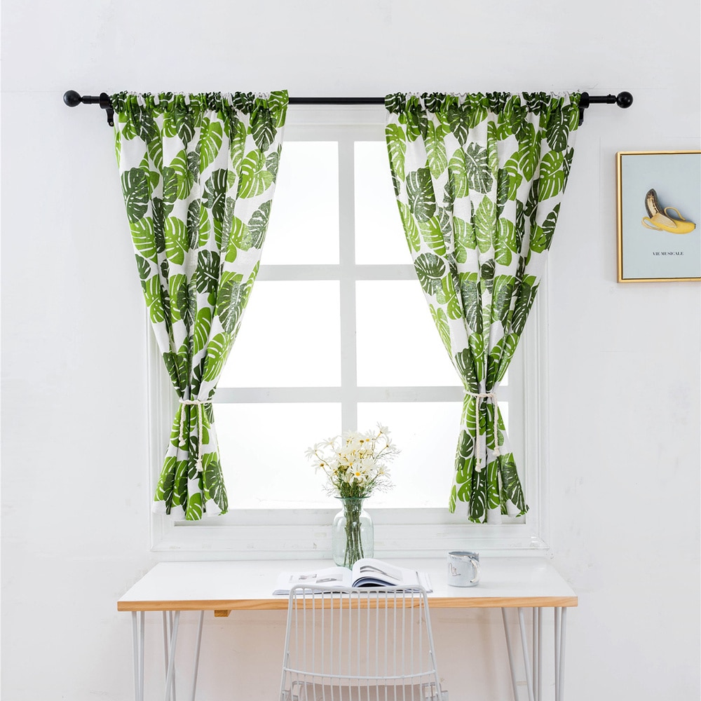 1 Pc Rod Small Window Short Curtain Household Sheer Valance Kitchen Balcony Door Panels Curtain Home Curtain Drape - 100x130cm (