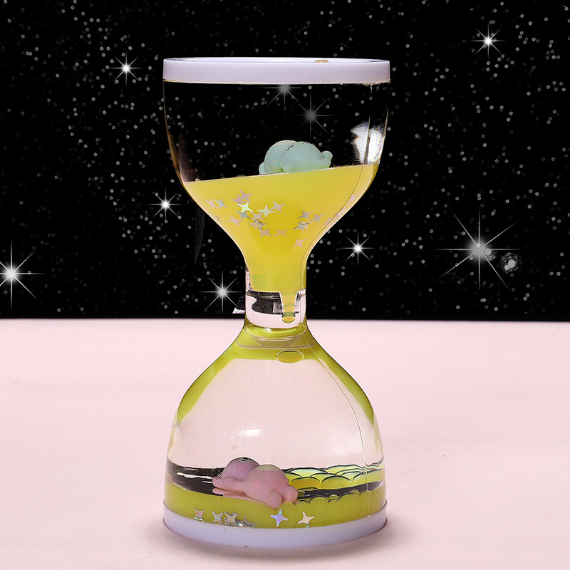 ​ ​ Ampulheta líquida para alívio do estresse, decoração criativa de gota de óleo para presente de aniversário, decoração de escritório doméstico