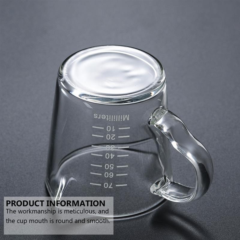 1Pc Espresso Cup With Scale Temperature Resistant Glass Measuring Cup Two-Mouth Cup