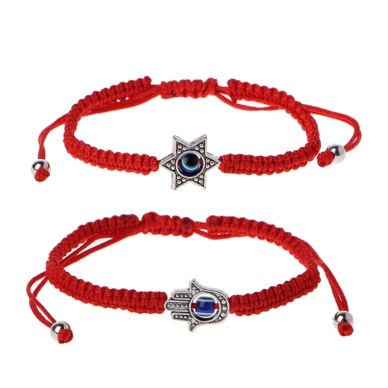 Geluk Kabbalah Red String Hamsa Armbanden Blauwe Boze Oog Fatima Hand Sieraden D5BF