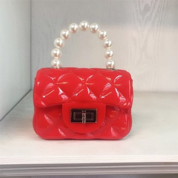 Mini bolso de gelatina con hebilla de perla para mujer, bolsa de Color sólido, portátil, a la , para verano,: red