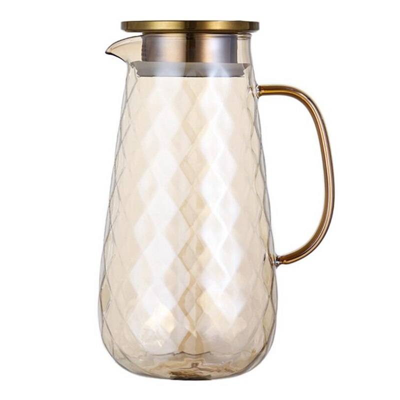 54Oz Glass Pitcher with Lid Iced Tea Pitcher Water Jug Cold Water Ice Tea Wine Coffee Milk and Juice Beverage Carafe: Default Title