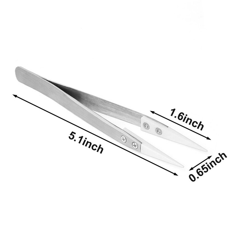 2- pack precisie keramische pincetten, niet-geleidend, antistatisch, zeer hittebestendig pincet