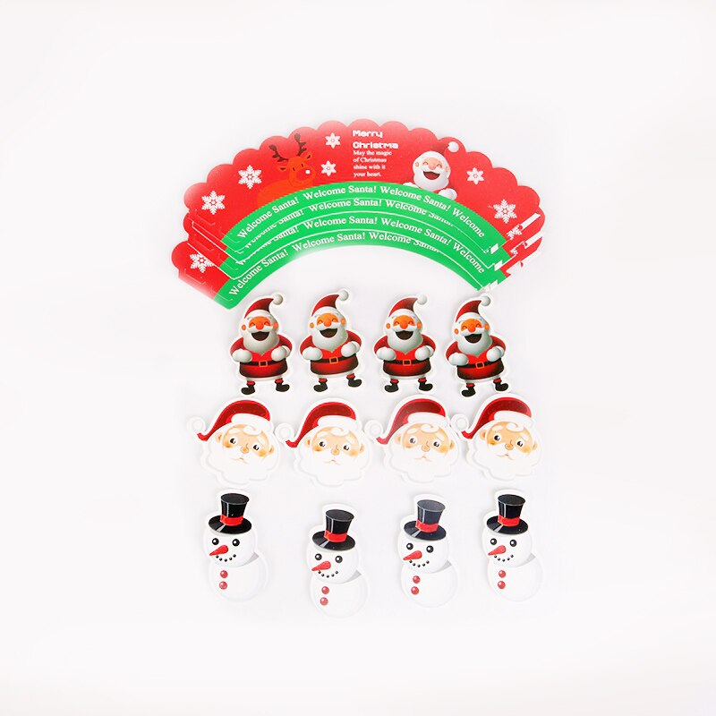 Père noël bonhomme de neige Elk Cupcakes 12 pièces emballage + 12 pièces Toppers pour le nouvel an joyeux noël fête enfants faveur Cupcakes décoration: sets