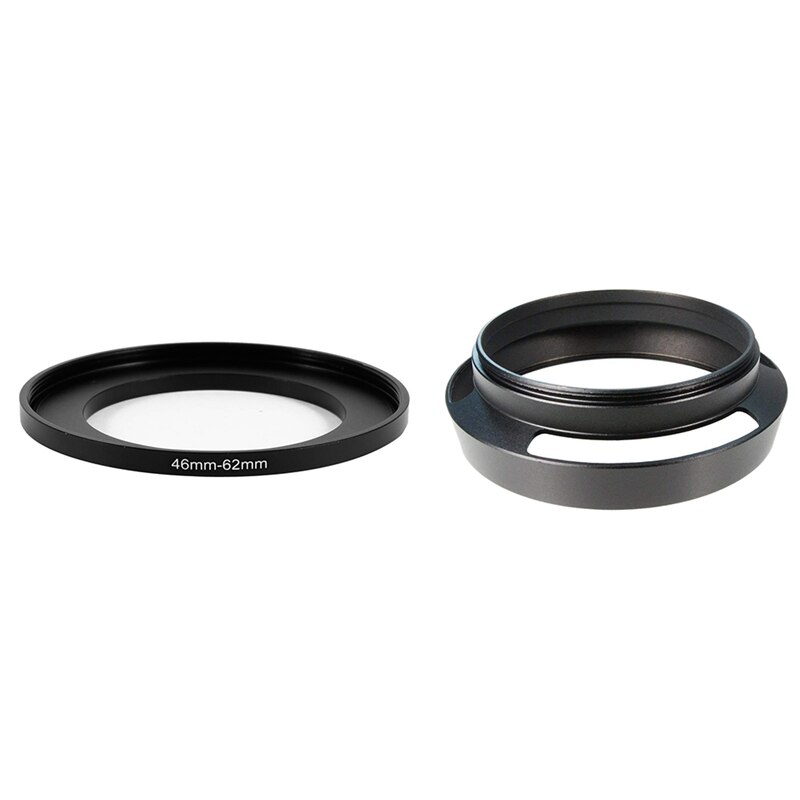 AMS-2 pces acessórios: 1 pces 46mm-62mm lente filtro step up anel adaptador preto & 1 pces 46mm lente foco anel