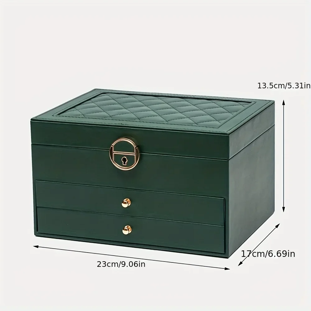 Caja de almacenamiento de joyas, pendientes de collar exquisitos de alta gama, joyero de oro, joyero multicapa de gran capacidad