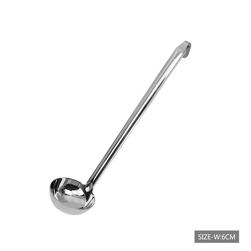 QueenTime-cucharón para sopa de acero inoxidable con mango largo, cuchara agitadora, utensilios de cocina para cocinar, cucharas duraderas para salsa y comida: 6cm