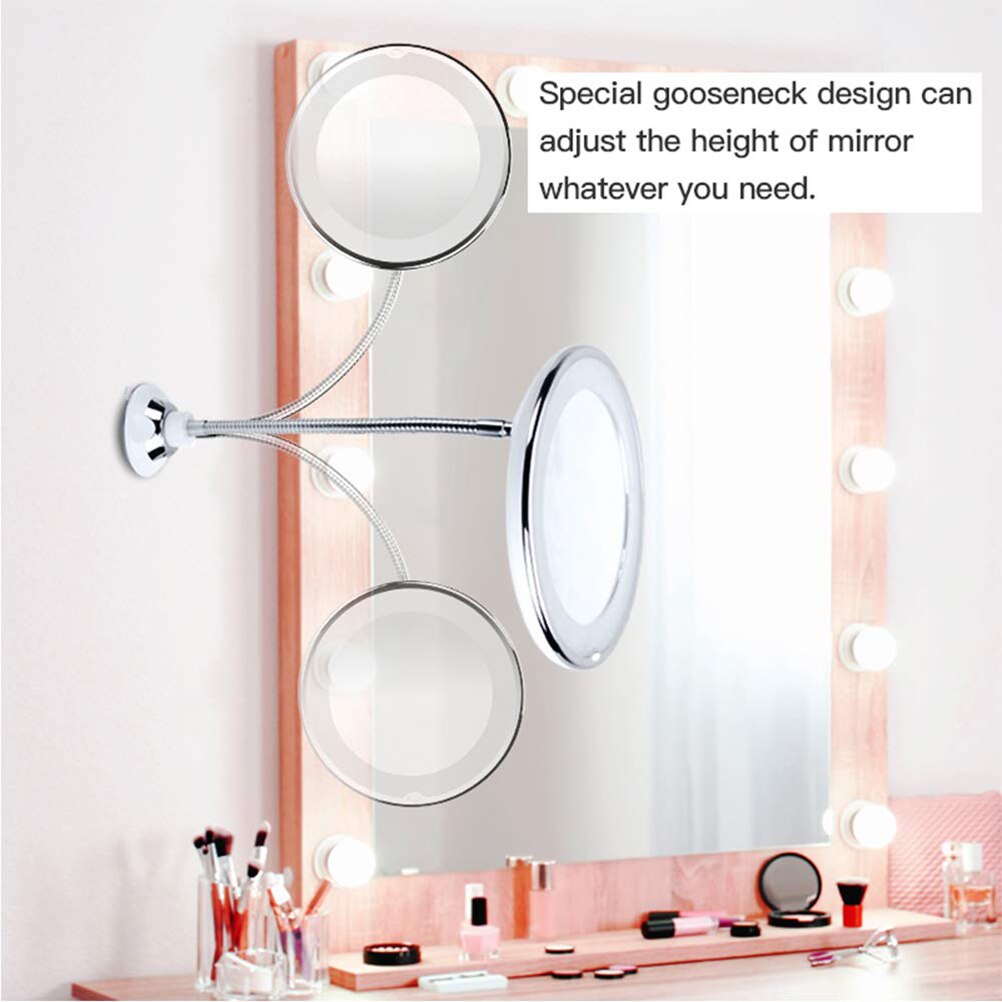 10x forstørrelsesglas makeup spejl med led lys makeup spejl 360 graders rotation skønhed spejl til bordplade badeværelse rejser