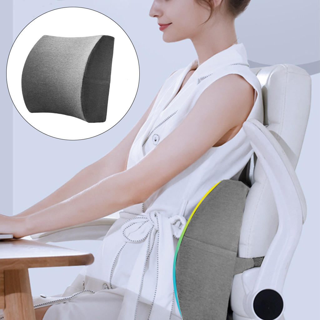 Soft Lumbar Back Support Memory Foam Back Pillow Relieve Buckle Side Pocket Straps Waist Waist Cushion for Car Seat Home Travel
