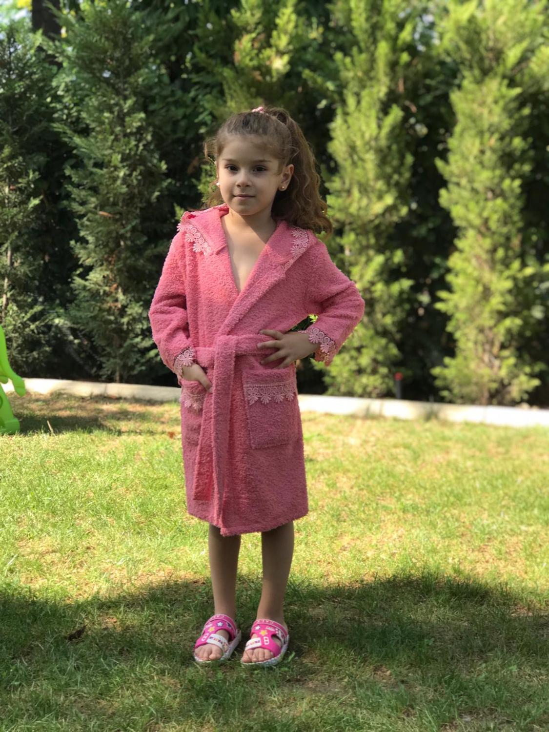Huva barn badrockar 5-8 åldrar spetsbroderi barn mjuk badrock för flickor pyjamas nattlinne barn nattkläder gjorda i turkiet