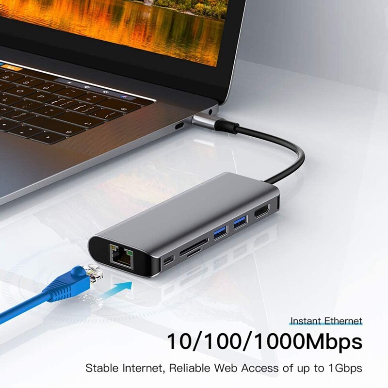 USB C Hub, 7 in 1 USB C to 4K HDMI Adapter,2 USB 3.0 Ports and SD/TF Card Readers,Compatible for Air, Pro