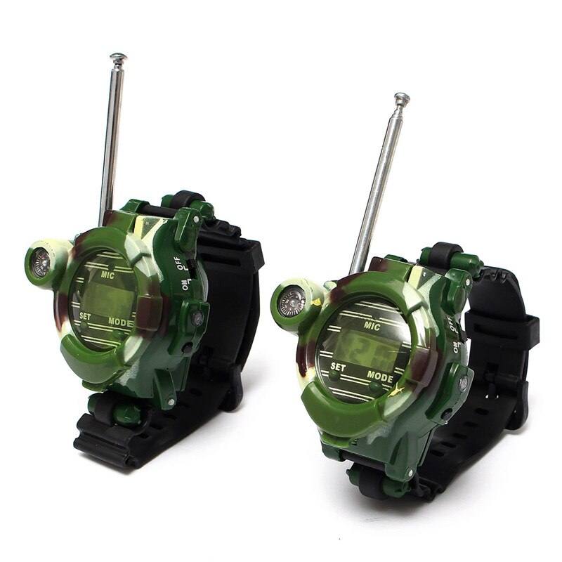 [Funny] 2Pcs/set Outdoor walkie camouflage interphone watch toy family play game electric intercom strong range clock toy