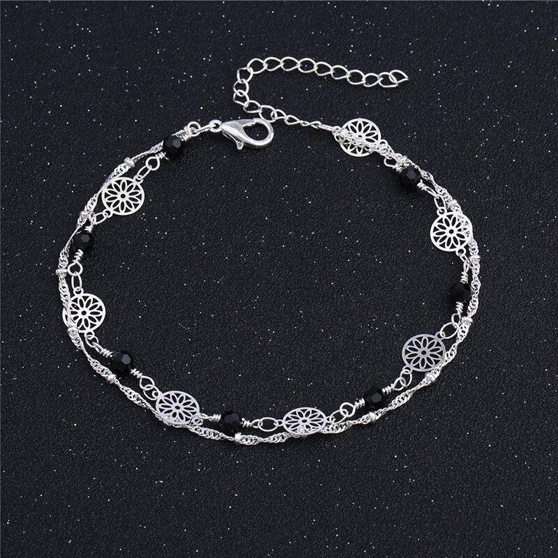 Tobillera de Plata de Ley 925 con eslabones sencillos, pulsera para tobillo, joyería para pies, cadena para pierna femenina, 1B160