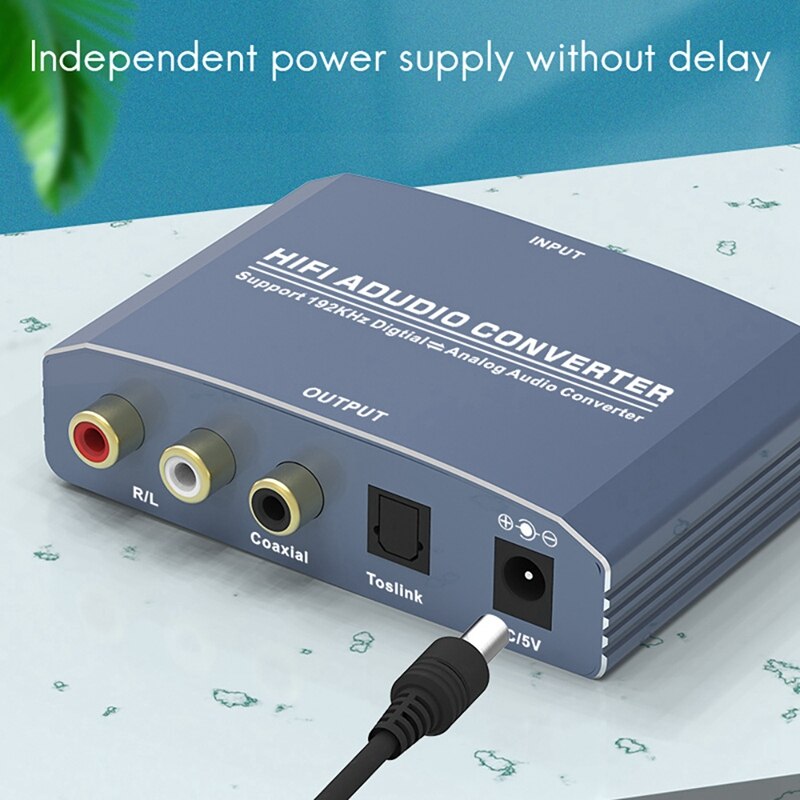 Audio Digital Analog Converte Optical Digital Decoder Amplifier R/L Channel 1080P 192KHz HD Audio for TV(EU Plug)