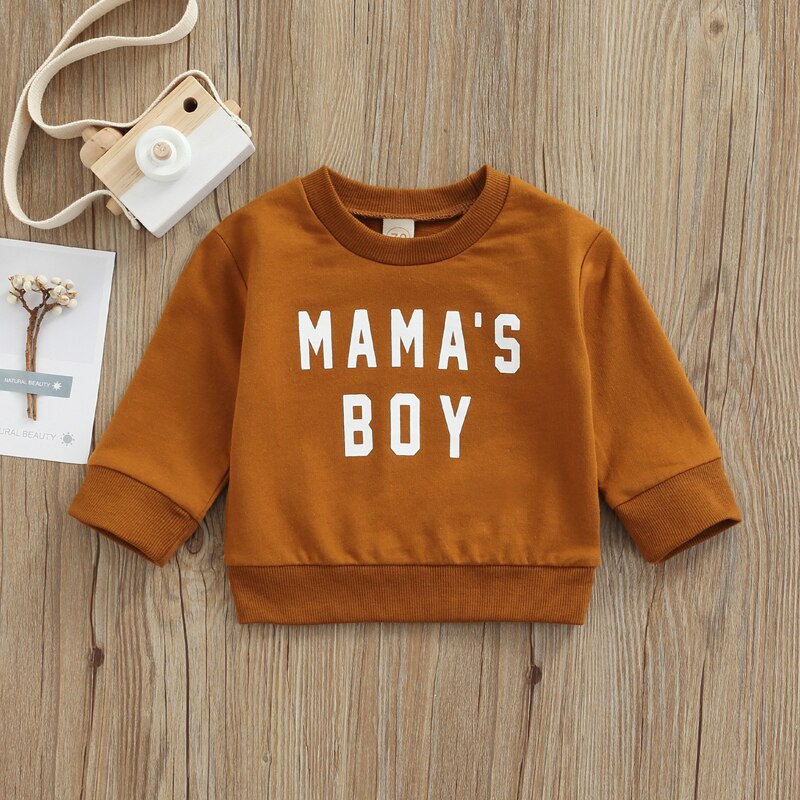 Lente Herfst Peuter Baby Jongens Sweatshirt Brief Afdrukken Ronde Hals Lange Mouw Casual Truien Sweatshirts Jassen Kids Tops: Bruin / 3M