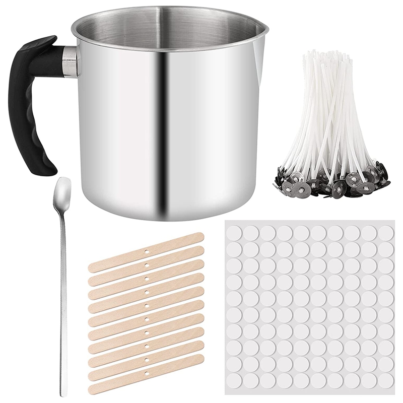 Candle Making Pouring Pot Kit With Boiler Wax Melting Pot,Candle Wicks,Candle Wicks Sticker,Wooden Candle Wick Centering: Default Title