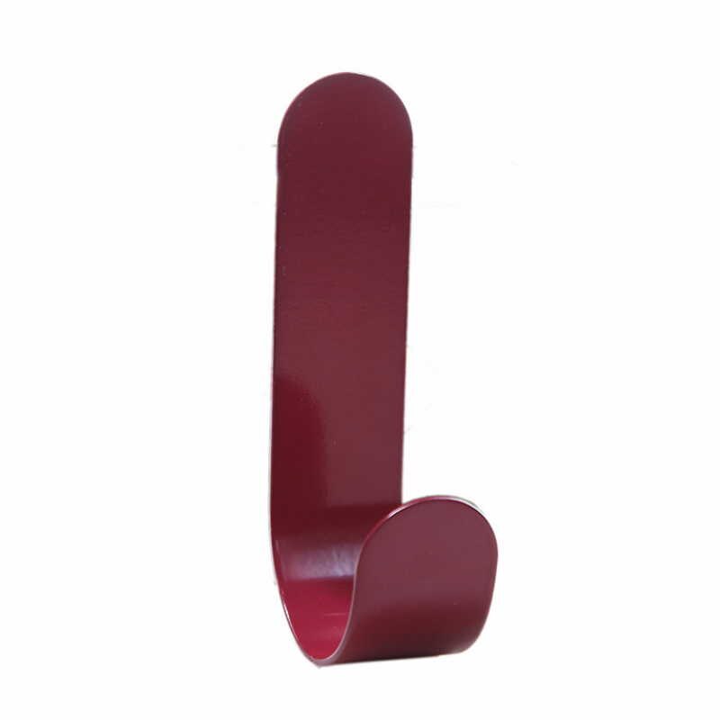 Long Hooks Self Adhesive Clothing Display Racks Key Holder Wall Hooks Coat Hanger Cap Room Door Decor Bag Holder No Punching: Red
