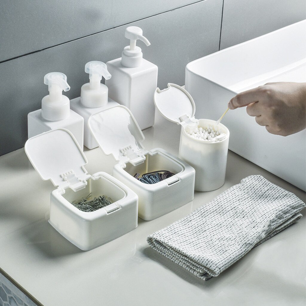Makeup Organizers Mini Pop-up Storage Box With Lid Cotton Swab Box Plastic Boxes For Storage Kitchen Accessories #2