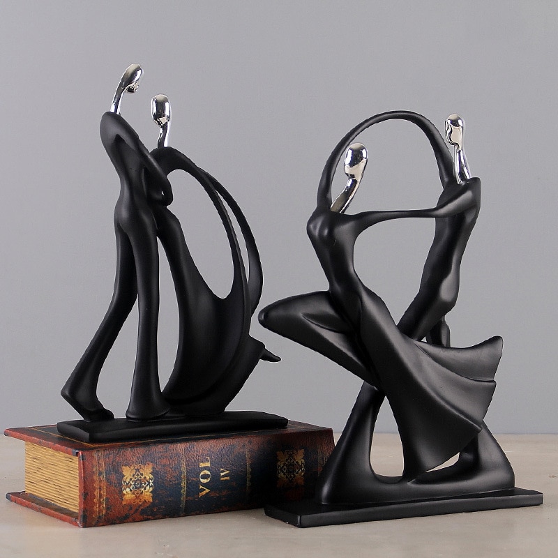 Escultura humana negra abstracta moderna, joyería de resina para decoración del hogar, accesorios de , escultura de resina geométrica para parejas