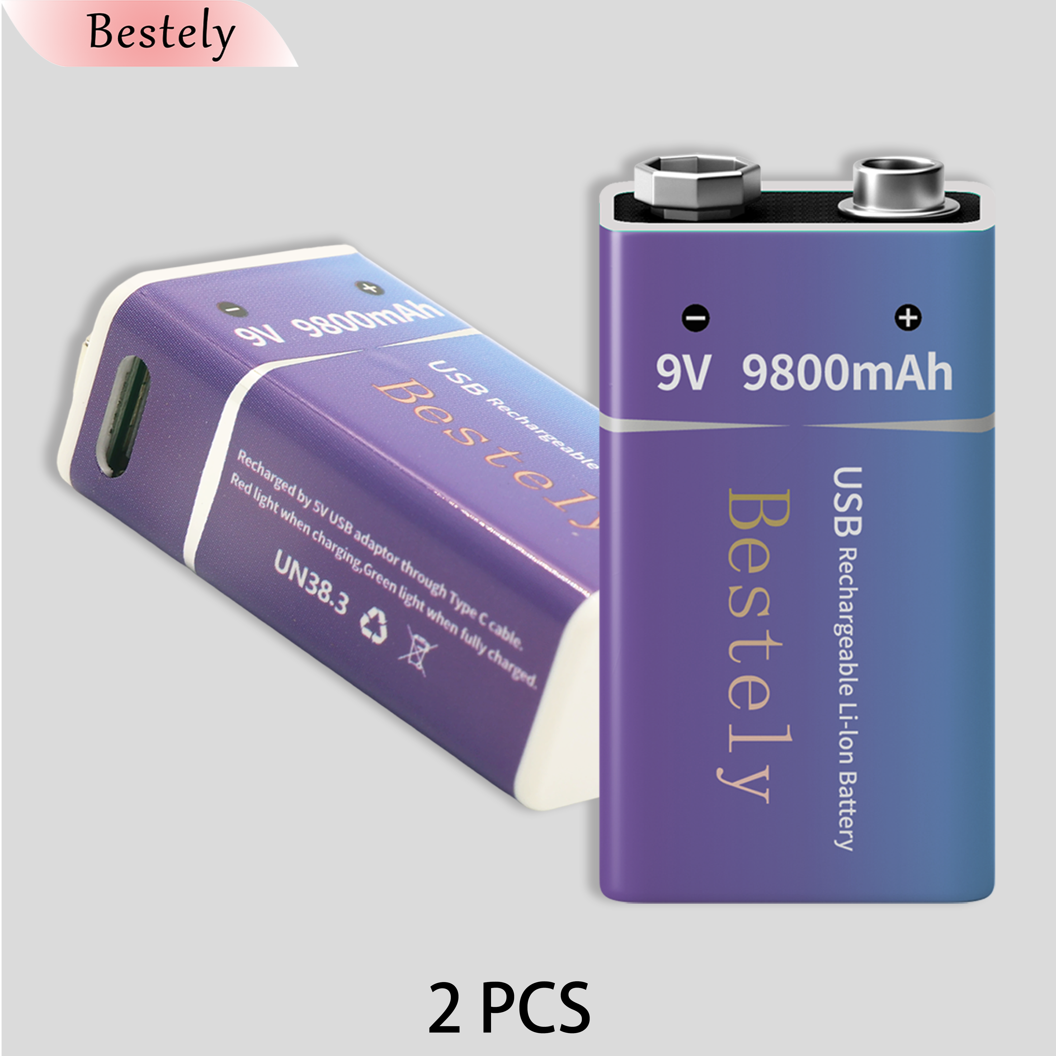 Neue 9V 9800mAh Lithium-Ionen-Akku Langlebige 9v Li-Ion Batterien mit Kabel für Rauchmelder Mikrofon Alarm