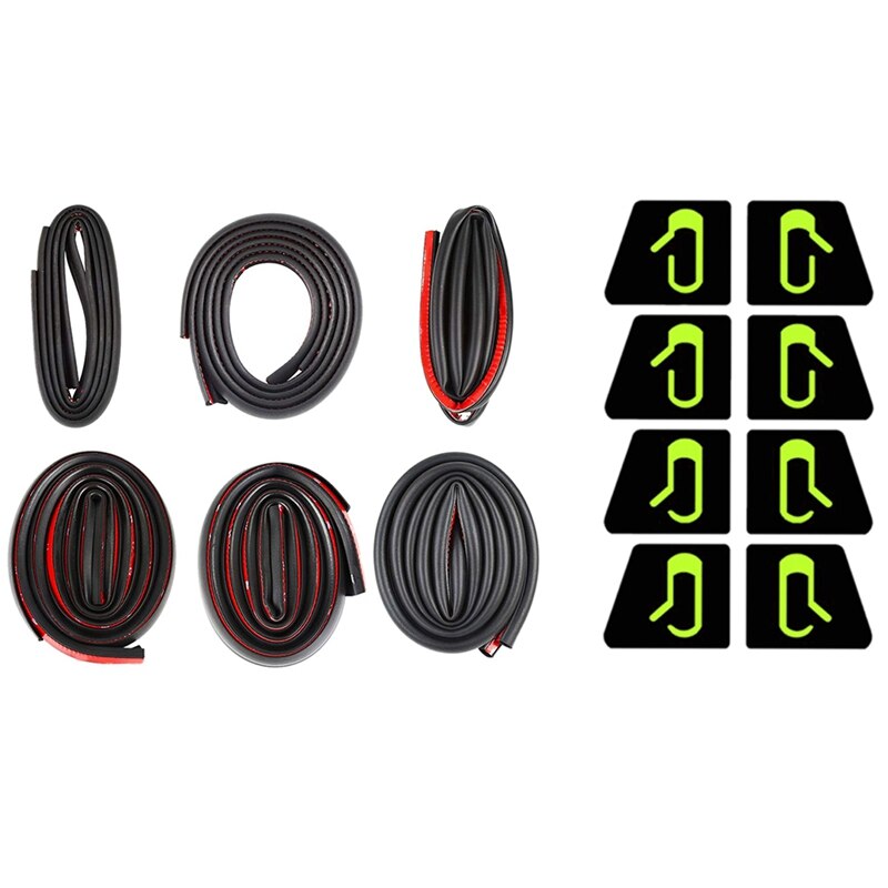 Top8Pcs for Tesla Model 3 Car Door Open Exit Sticker Luminous Button Sticker Kit & 10x Door Seal Kit Soundproof Strip Weather