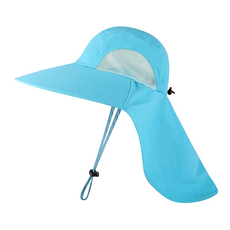 Camoland Waterdichte Emmer Hoeden Voor Mannen Vrouwen Zomer Upf 50 + Zonnehoed Lange Brede Rand Outdoor Wandelen Vissen Caps met Nek Flap: Sky Blue