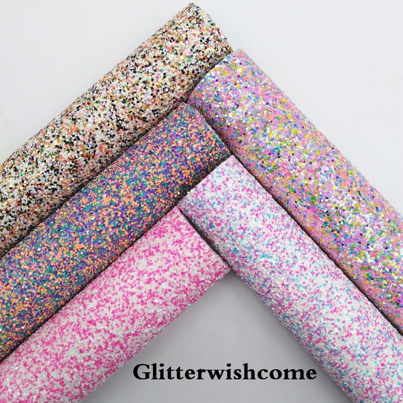Glitterwishcome 21 x 29cm a4 størrelse vinyl til buer chunky glitter læder stof vinyl til buer , gm075a