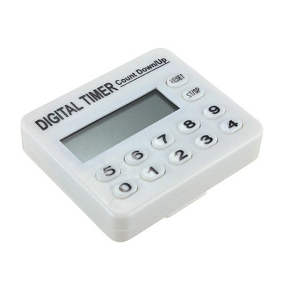 White Digital LCD Kitchen Cooking Sport CountDown Timer Clock 12 Key