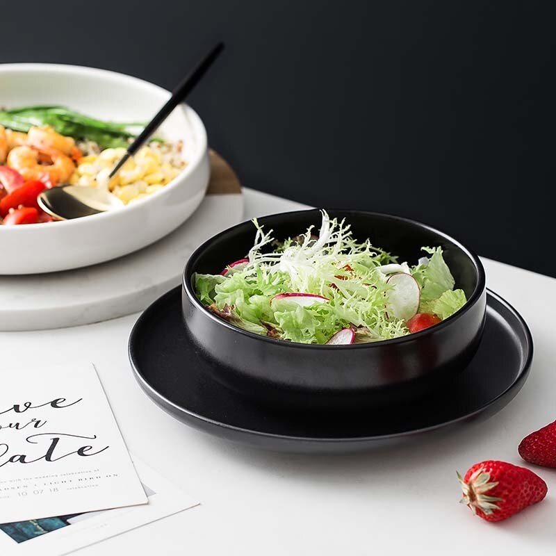 nordisch haushalts geschirr porzellan einem-Person lebensmittel einstellen westlichen Steak platte salat schüssel reis schüssel einstellen platte