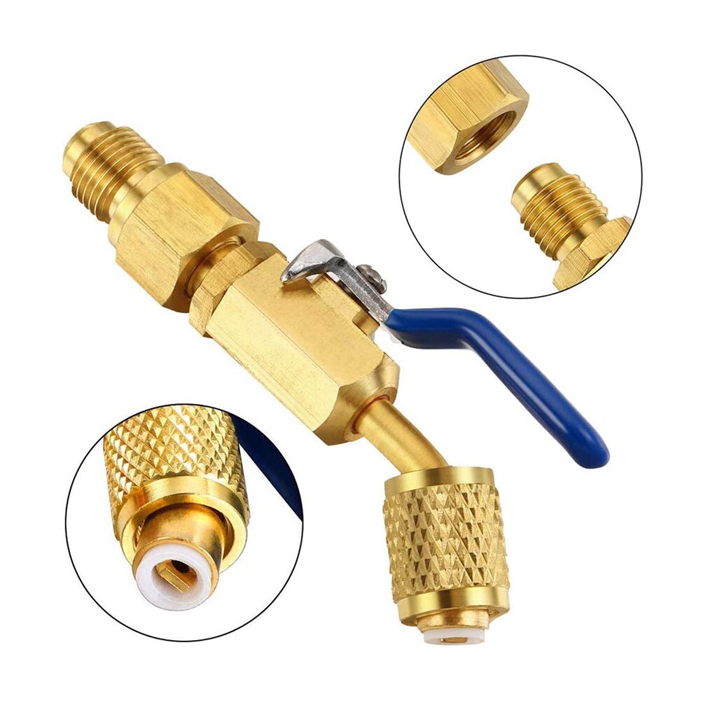 6pcs/set For Mini Split System Adapter Refrigerant Angled Easy Install Air Conditioning Replacement Parts Compact Ball Valve