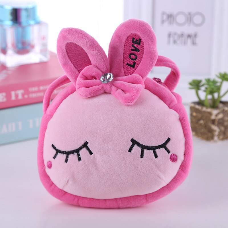 Animaux en peluche créatifs ours chat éléphant Panda femmes bandoulière sac de messager dessin animé doux en peluche Kawaii fermeture éclair filles pièces de monnaie sacs: H