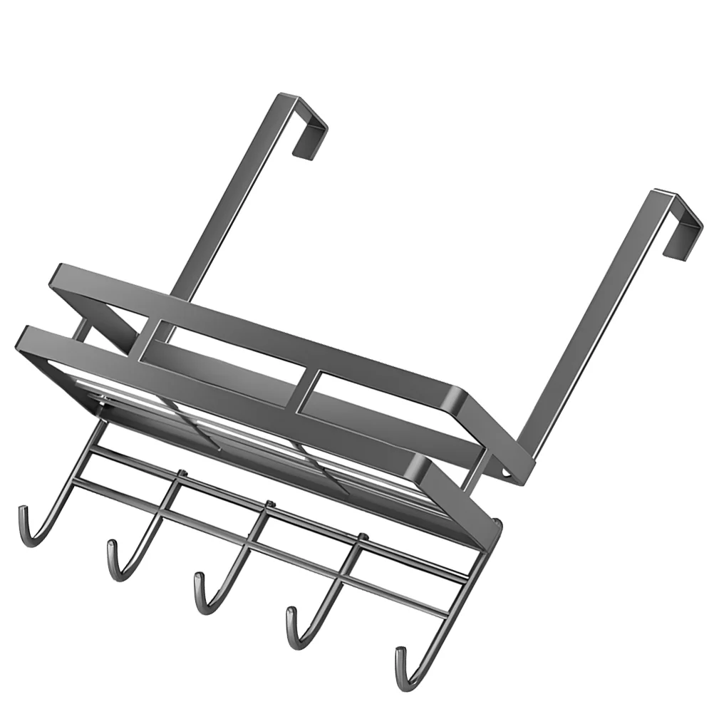 Over Deur Hangers Afneembare Installatie-Vrije Opslag Rack Multifunctionele Hoge Koolstofstalen Haak Grijze Kleding Plank Mand: Brons