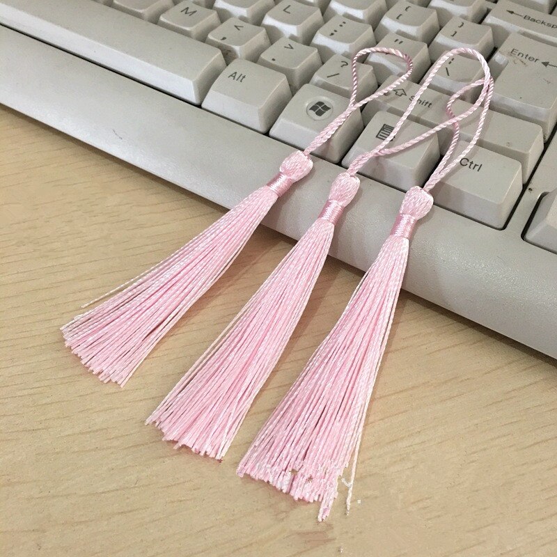 10 sztuk mieszane kolor 14cm jedwabne frędzle fringe szycia Bang zakończenie z frędzlami kluczowe frędzle dla DIY biżuteria naszyjnik chiński węzeł: Pink