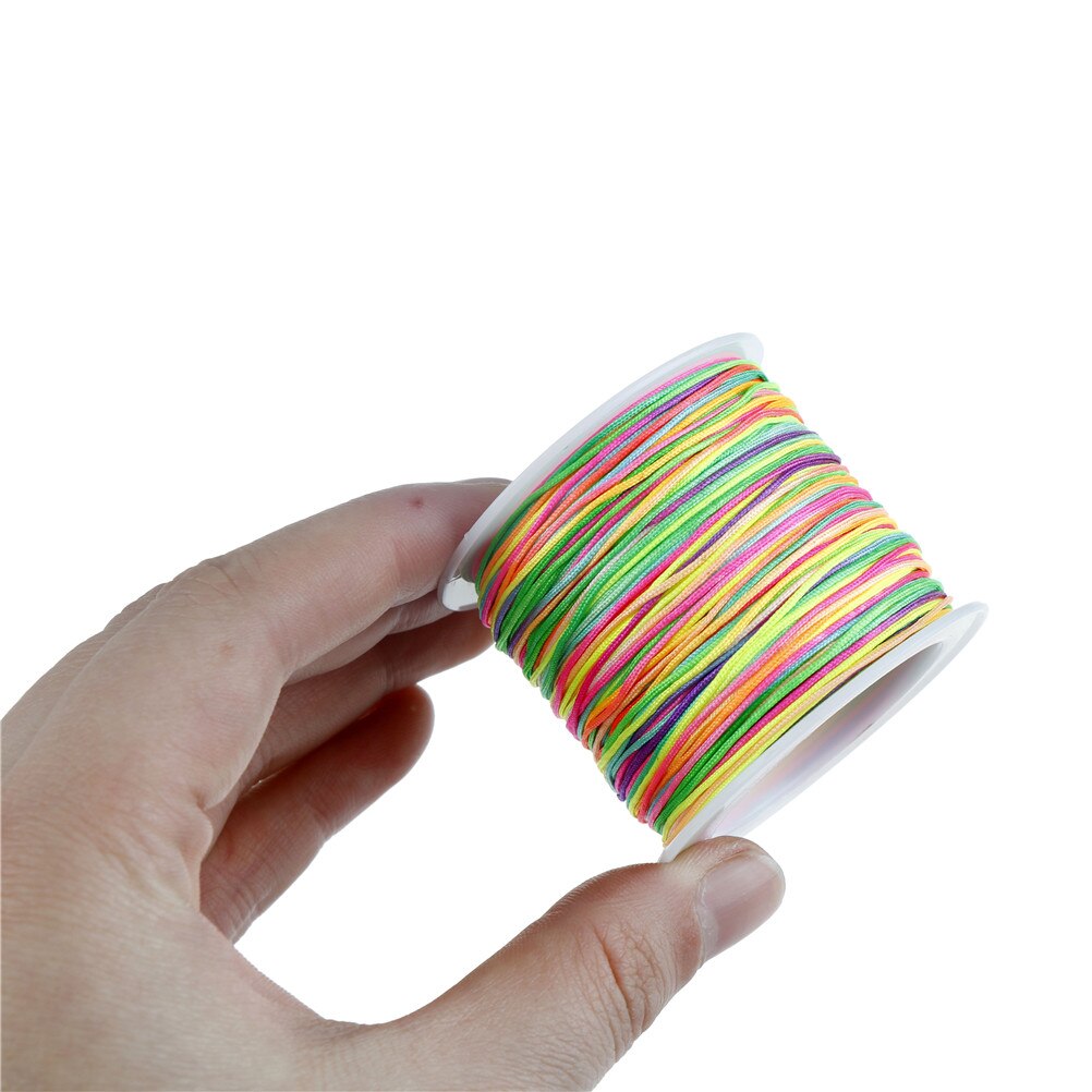 1 Roll/lot DIY Bracelet Necklace Waxed Thread Jewelry Rope 45M Chinese Knot Line Rainbow Tassel Cord