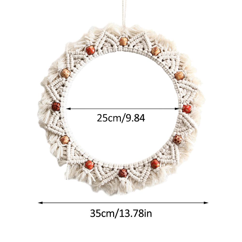 Round Lace Wall Hanging Mirror Art Deco Hand-made Cotton Rope Round Mirror For Living Room Woven Wall-mounted Mirror Frame