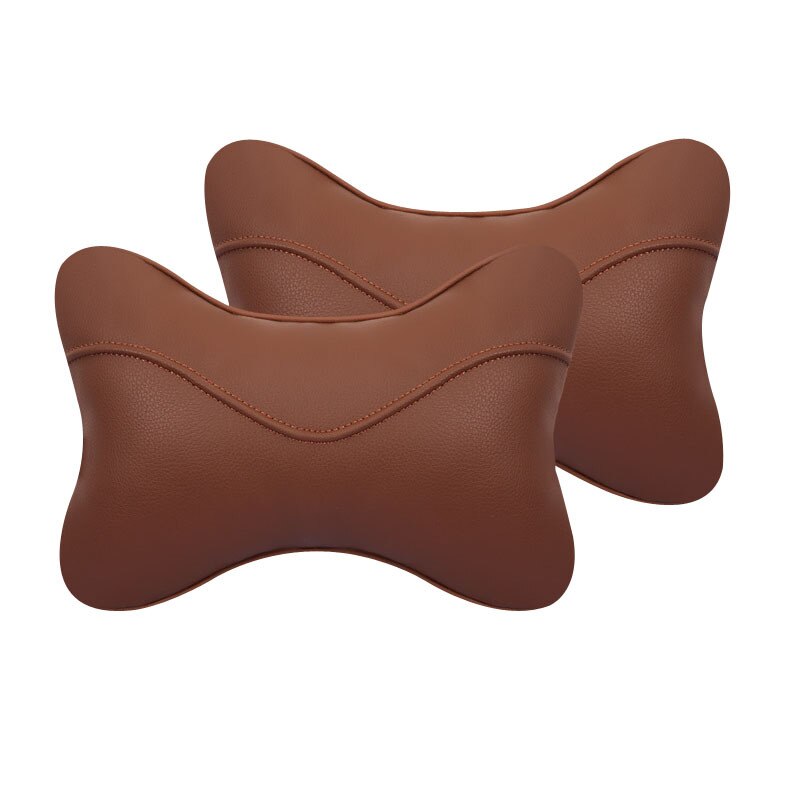 Reposacabezas de asiento de coche, cojín de descanso para el cuello, almohada de apoyo para la cabeza, relleno de algodón Pp con forma de hueso, 2 piezas: A brown