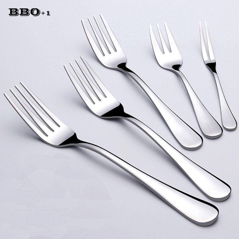 6pcs Dinner Fork Stainless Steel Dessert Fruit Forks Cake Salad Fork set Silver Dinnerware Kitchen Cutlery Silverware 5 size