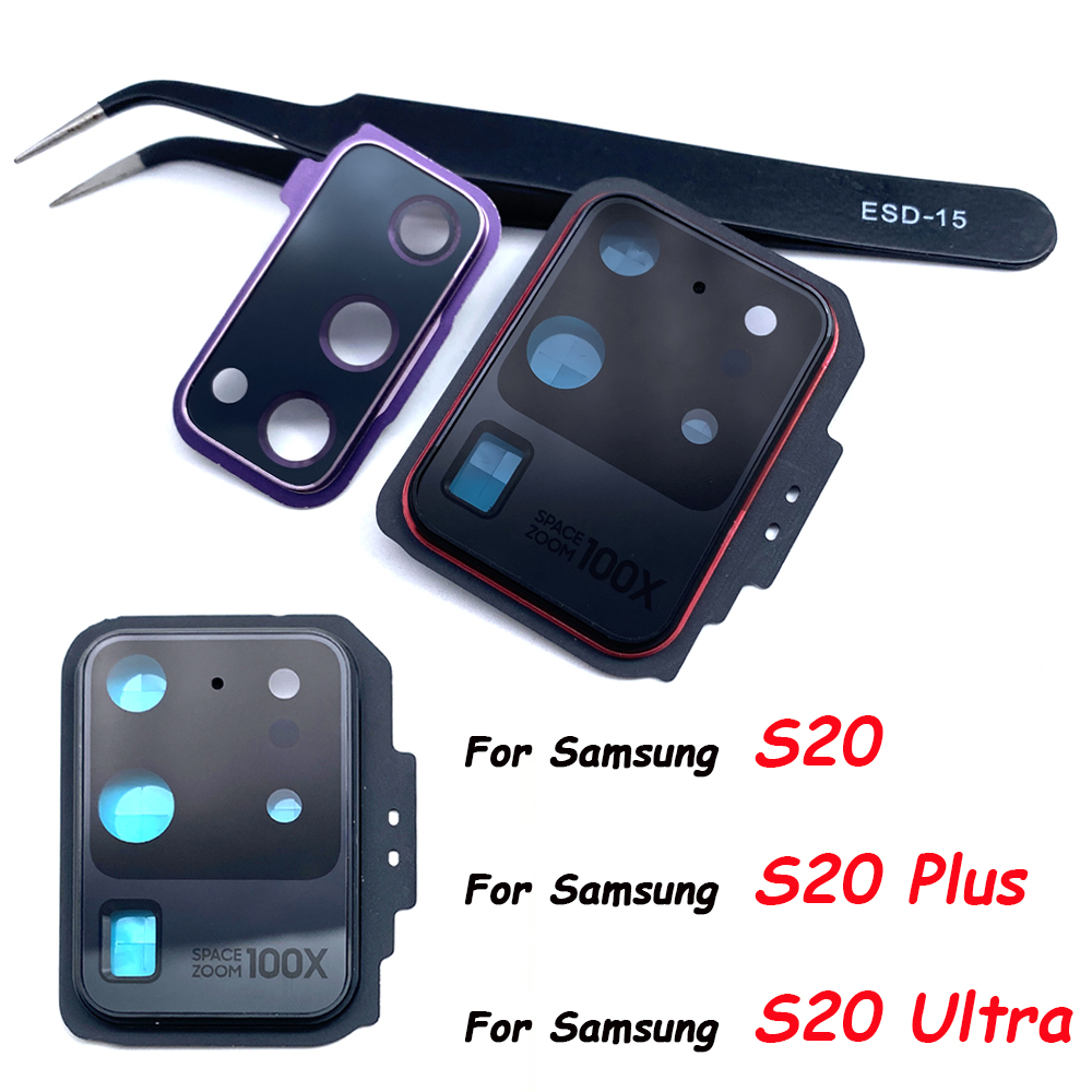 Neue Für Samsung S20 Ultra S20 Fe S20 Plus S20 Reparatur Ersetzen Zurück Kamera Glas Objektiv Abdeckung mit Rahmen Halfter Ersatz Teil
