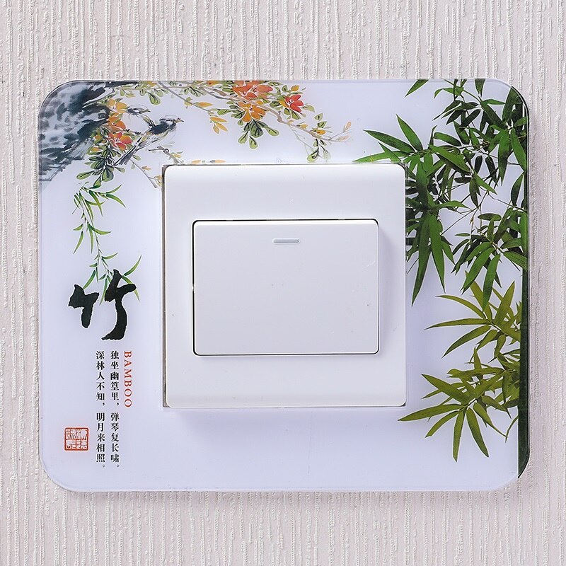 Traditional chinese style Acrylic Socket switch sticker Wall stickers Home decor Living room decoration Light switch cover plate