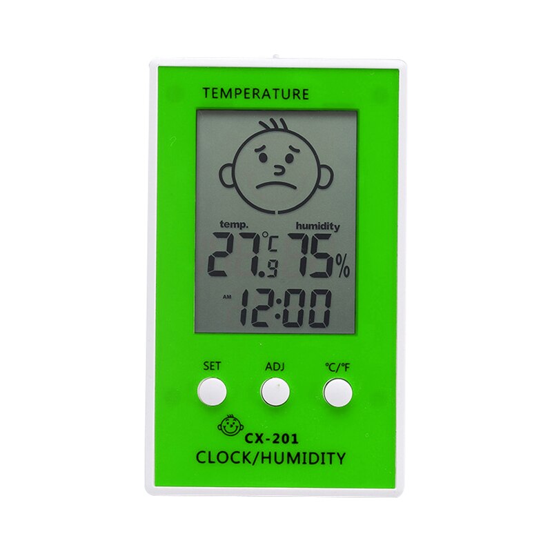 1Pcs Digital Thermometer Kids Smile Thermometer Hygrometer Meter for Detect Indoor Temperature and Humidity: green
