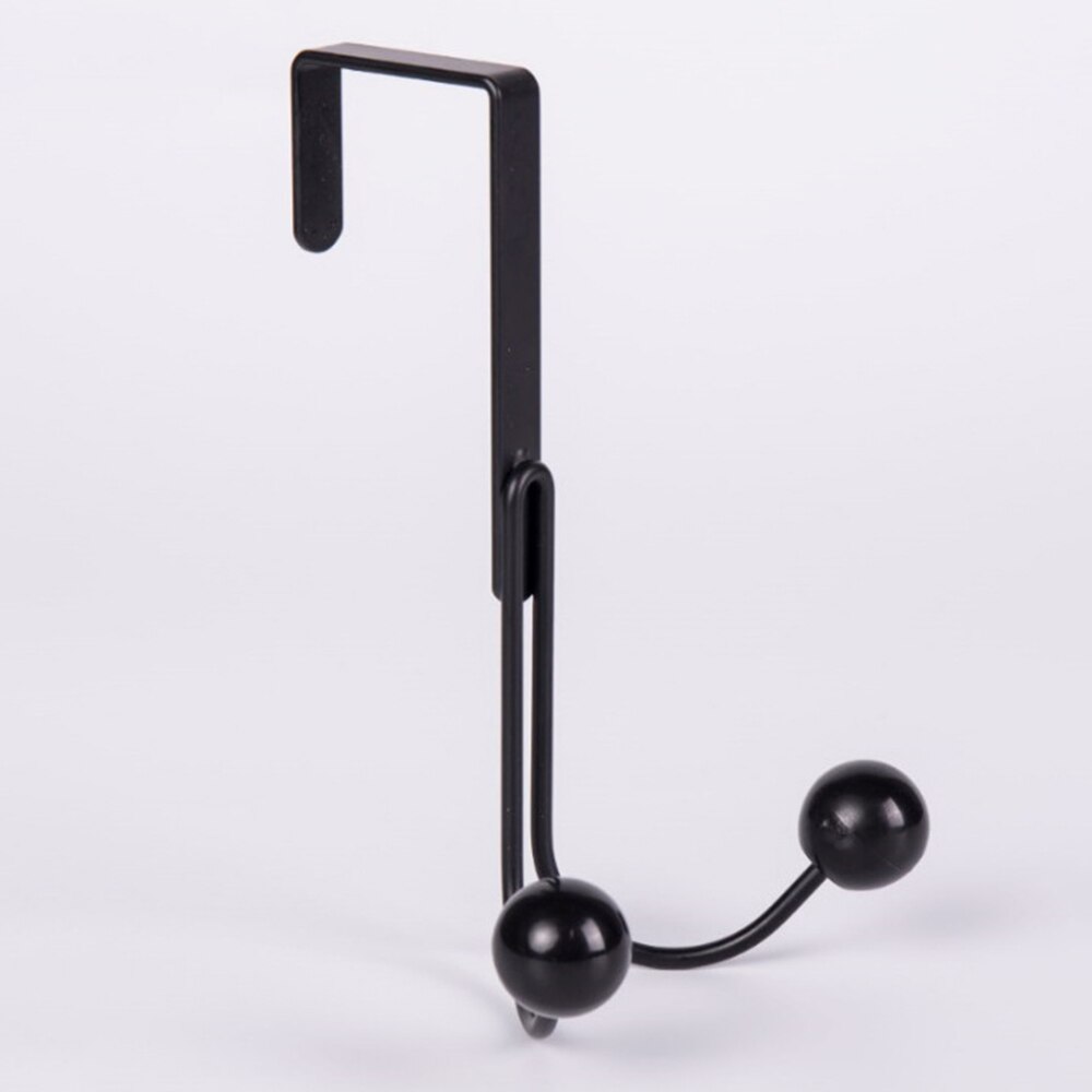 Over The Door Double Hanger Hooks Free Punching For Hanging Hats Bags Holder Tie Scarf Key Hook Clothes Coats Rack Towel Shelf: Black PP beads