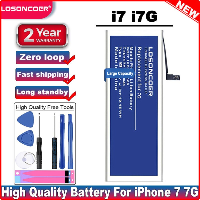 4100 Mah Hoge Capaciteit Voor Originele Apple Iphone 7 Batterij, 7 Plus Batterij Mobiele Telefoon Batterijen + Gratis Tools Kit: For iphone 7