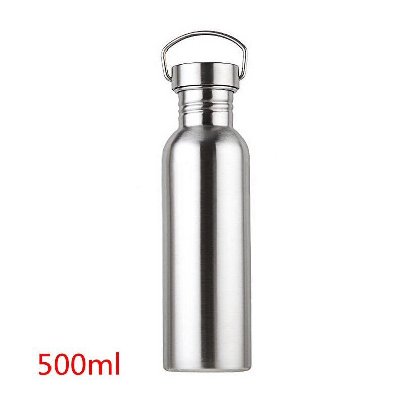 350/500/750ml grandes bouteilles d'eau de vélo d'extérieur en acier inoxydable à une seule couche pour bouilloire de sport: 500ml