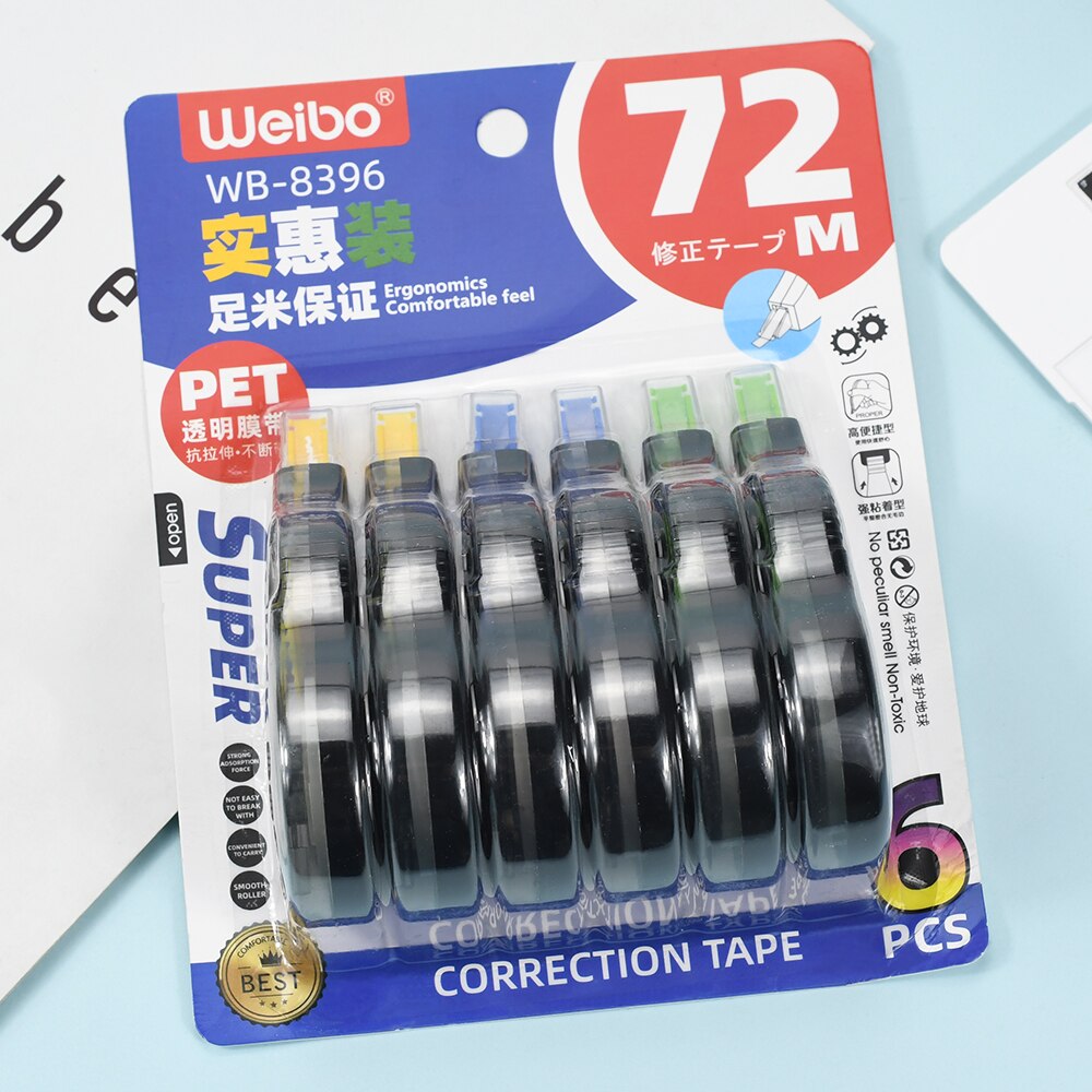6 unids/set 8258 White Out Corrector cinta correctora promocional papelería escuela suministros de oficina, Escuela papelería suministros