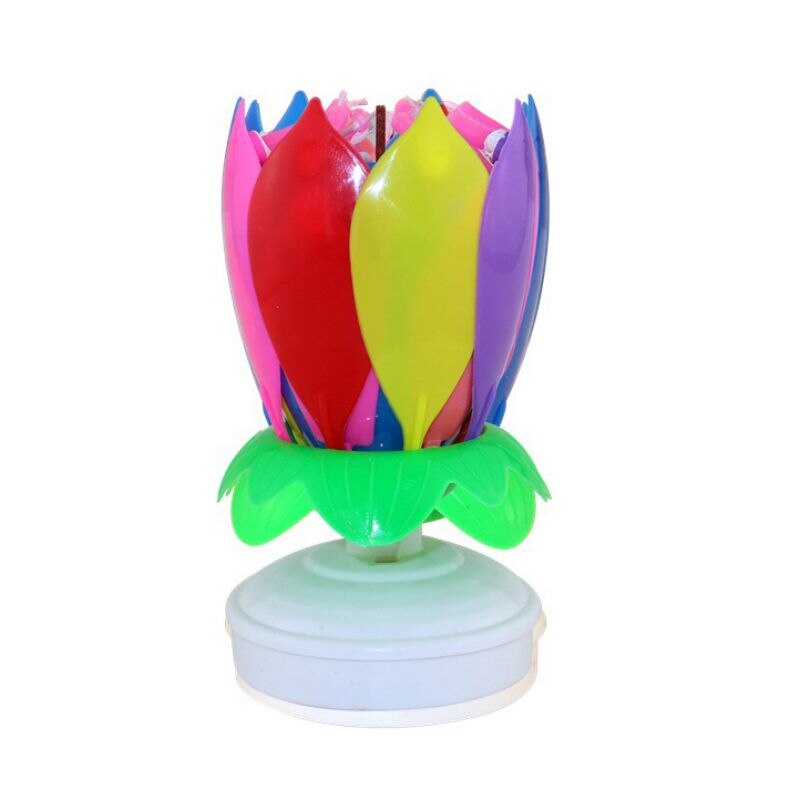 Birthday Cake Music Candles 14 Candles Lotus Flower Christmas Festival Decorative Music Wedding Party Decoration: 14 candles-Multi