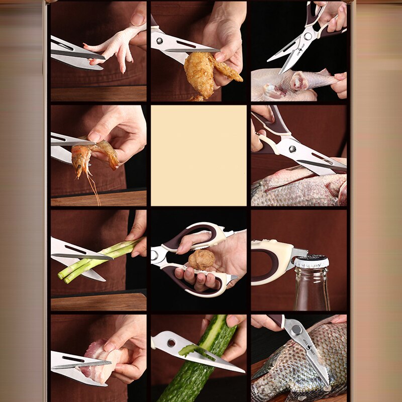 Wilona Household Kitchen Scissors Sets Removable Multi-function Food Scissors Stainless Steel Cut Chicken Bones