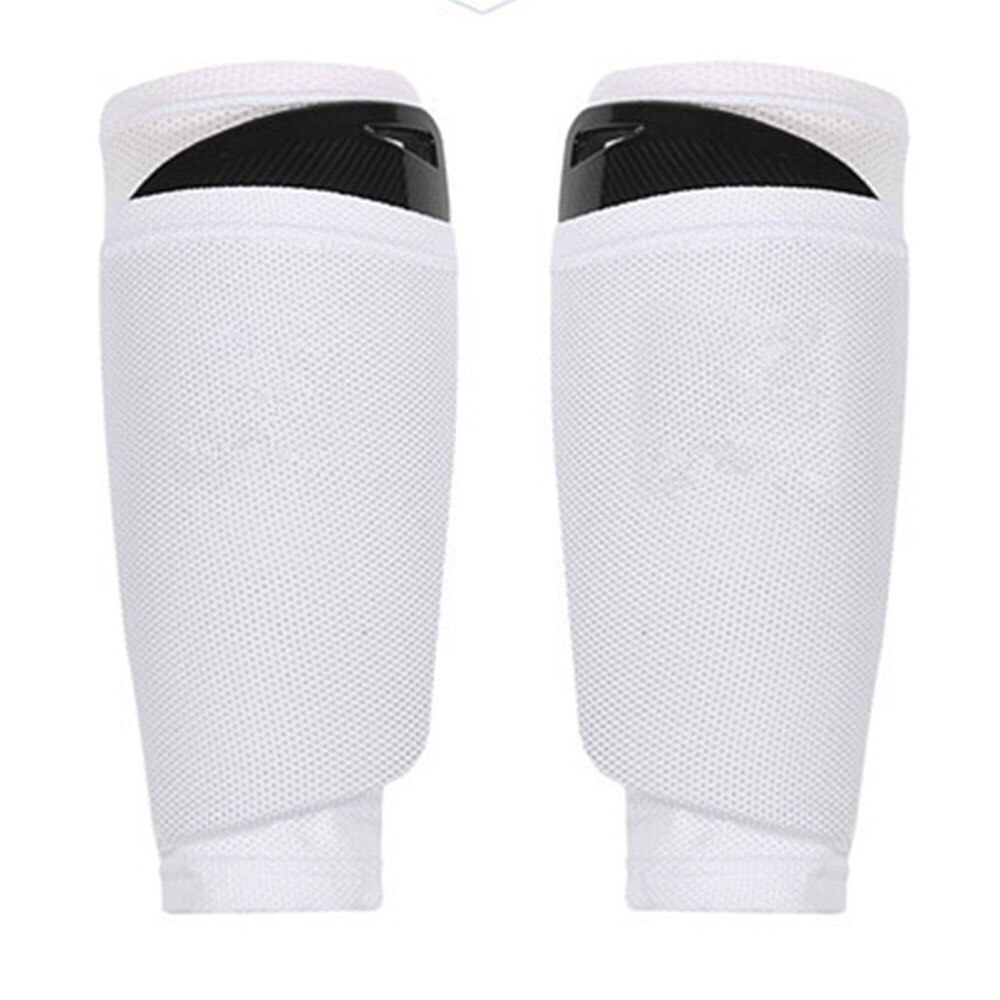 1 Pair Sports Soccer Guard Pad Sleeve Sock Leg Support Safety Breathable Training Shin Sleeves Calf Guards Protection Adjustable: white