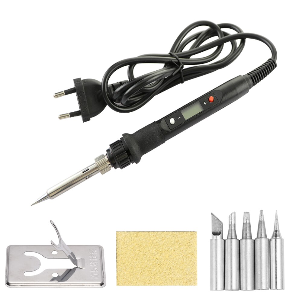 80W Electric Soldering Iron Adjustable Temperature LCD Digital Display 110V 220V Welding Solder Iron Tips Repair Rework Tool Kit: 110V US Plug / 80W Iron Set