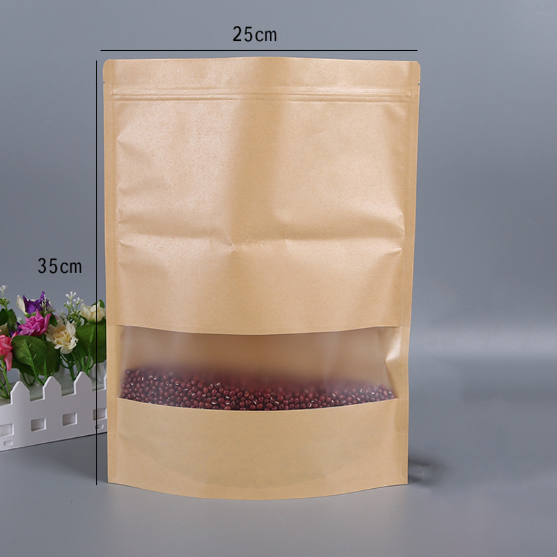 1PC Kraft Paper Round Angle Open Plastic Seal Package Bags Dried Fruit Nuts Retail Food Storage Bags 11 Size: 10