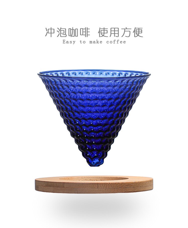 300ml 500ml V60 Pour Over Glass Range Coffee Server Carafe Drip Coffee Pot Barista Percolator Clear Coffee Kettle Brewer: Small blue